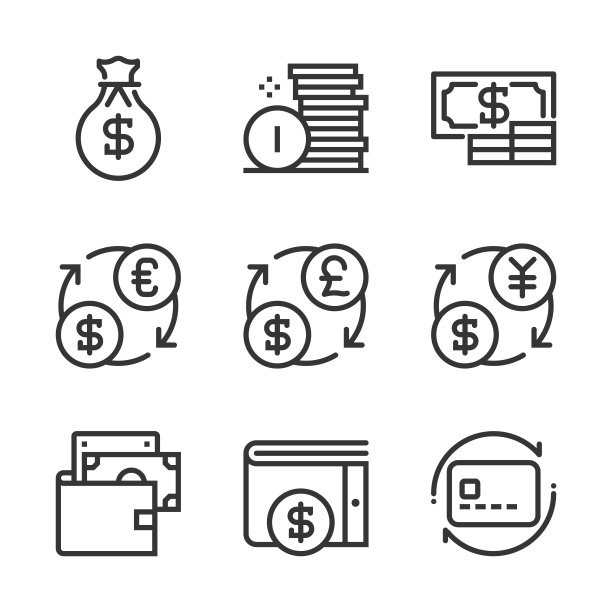 金钱粗线条图标图片下载
