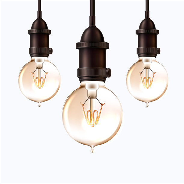 向量现实复古灯泡设置图片下载