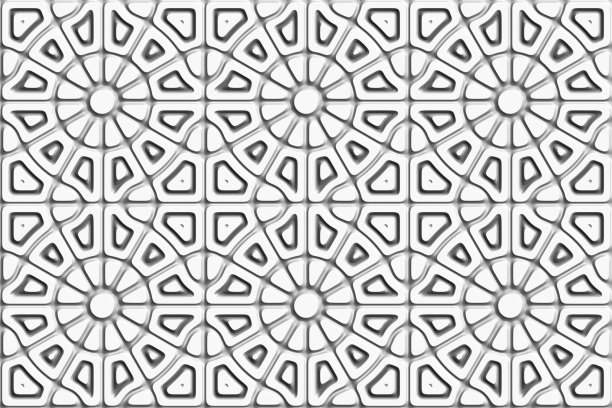 抽象几何3D白色背景。无缝模式。绘制插图。图片下载