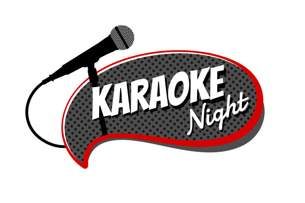 卡拉ok夜派对文字和麦克风上的连载漫画演讲气泡标签。舞台麦克风矢量插图娱乐模板图片下载