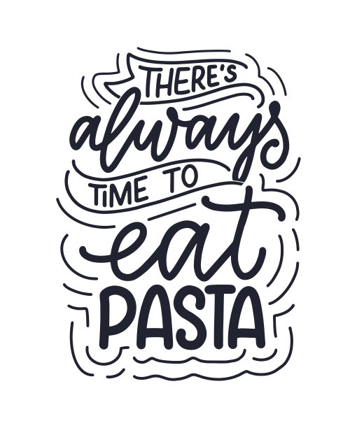 关于意大利面手绘版画的引用。菜单设计排版。餐厅海报或打印模板。有趣的概念。向量图片下载