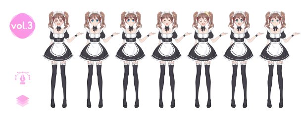 动画漫画的女孩。女保洁员咖啡馆的服装图片下载