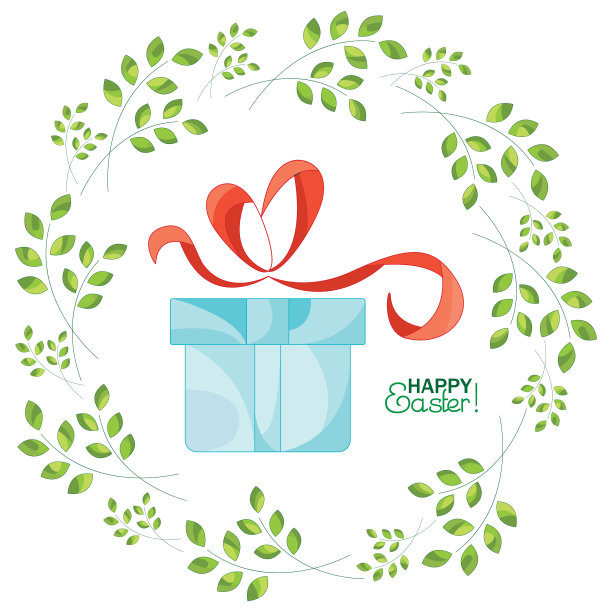 以小树枝为背景的礼物。复活节快乐!图片下载