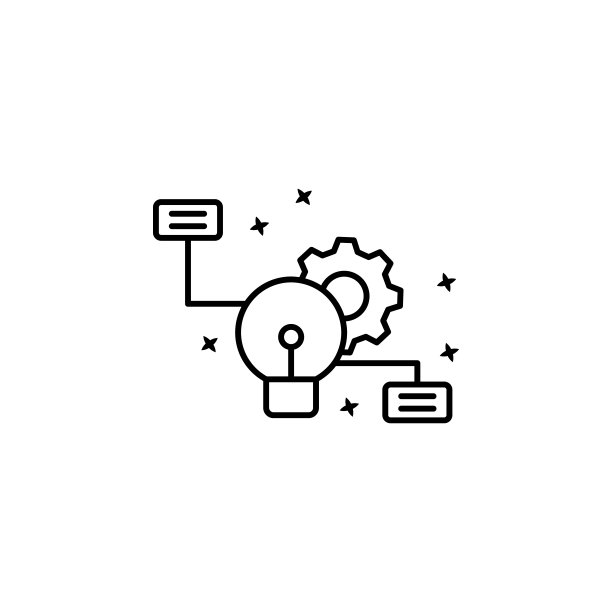 项目齿轮创意图图标（UI、UX、网站或移动应用的项目管理图标的简单线条轮廓矢量图）图片下载
