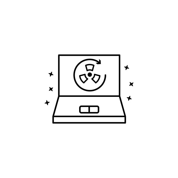 计算机核图标。简单的线条轮廓矢量核能图标的用户界面和用户体验网站或移动应用程序图片下载