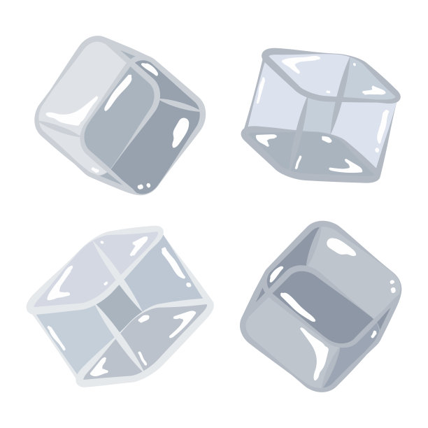 冰立方矢量卡通设置孤立的白色背景。图片下载