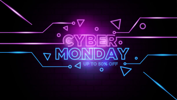 网络星期一霓虹灯背景矢量图片下载