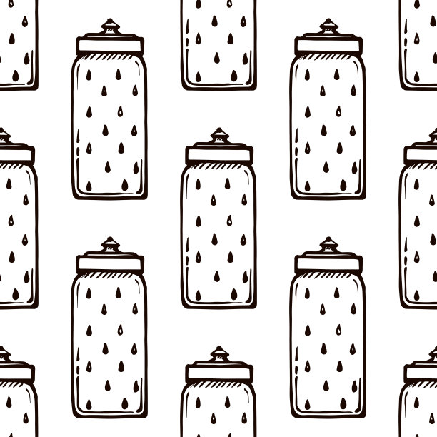 无缝手绘图案与可重复使用的瓶子图片下载