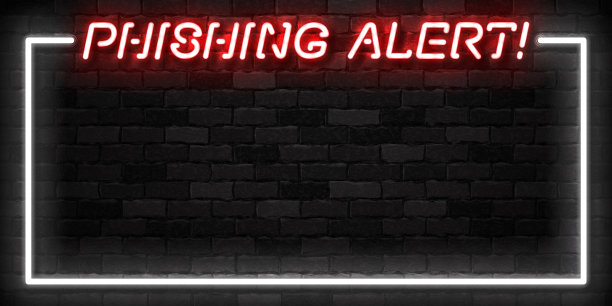 矢量现实孤立霓虹标志钓鱼警报标志装饰和覆盖在墙壁背景。黑客和恶意软件的概念。图片下载