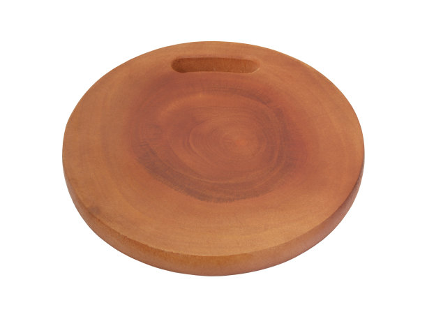 圆形木砧板孤立在白色上图片下载