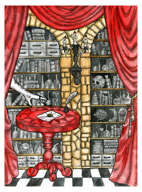 信在炼金术魔术师实验室与书。图片下载