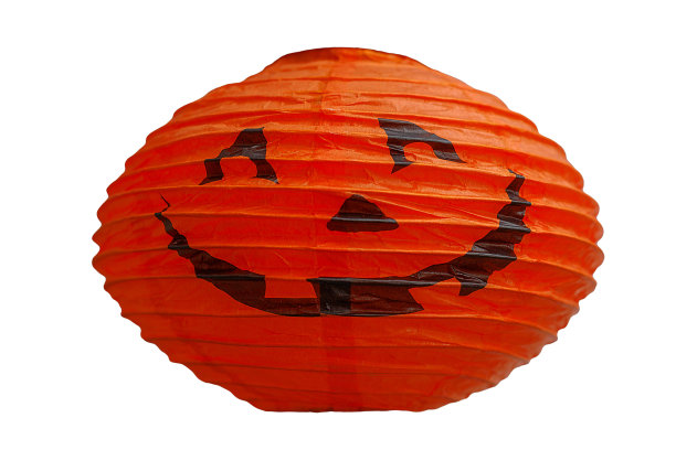 夜灯以万圣节南瓜的形式被画在白色的背景上图片下载