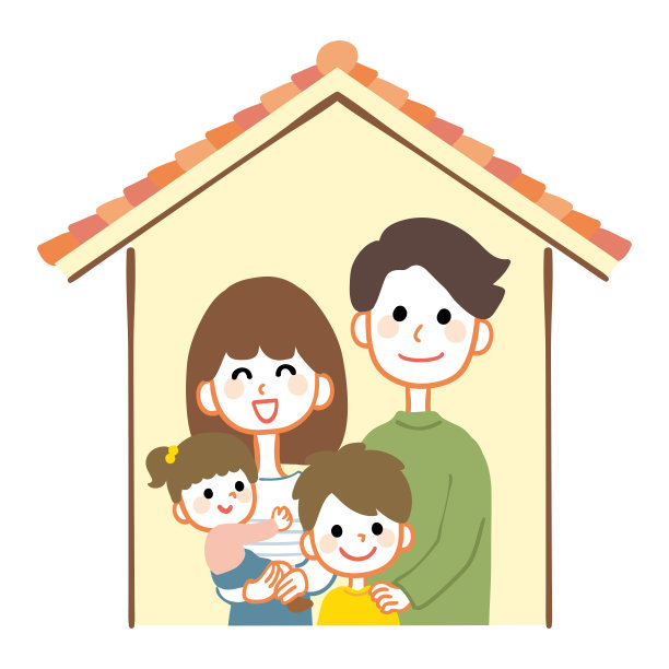 一个有房子的幸福家庭的插图图片下载