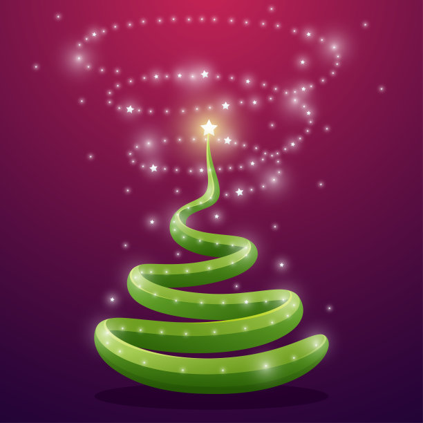 圣诞树与灯光效果的抽象背景。矢量图图片下载