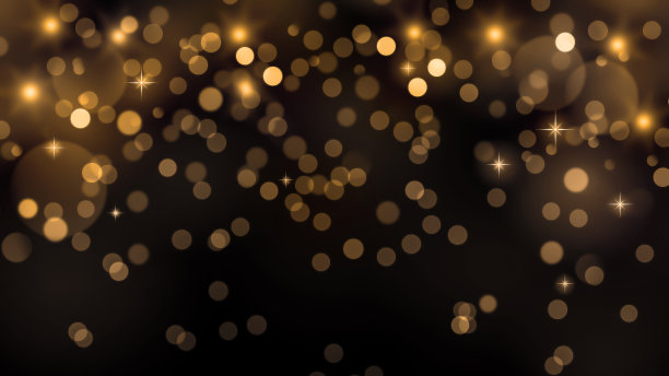 豪华的金色散景在黑色的背景上素材图片