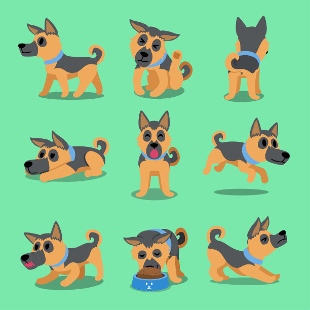 卡通人物德国牧羊犬姿势图片下载