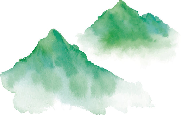 两座山的水彩插图图片下载