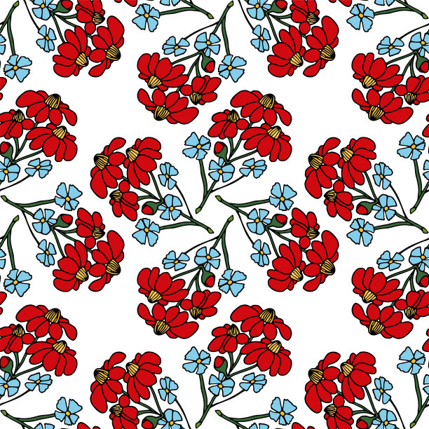 无缝矢量花背景图片下载