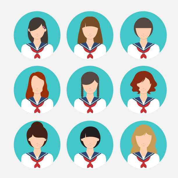 阿凡达女日本学生-亚洲校服女学生人教育扁平图片下载