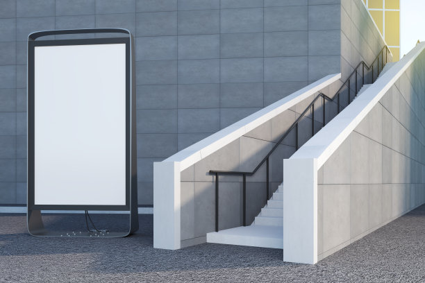 创造性的混凝土外观与旗帜图片下载