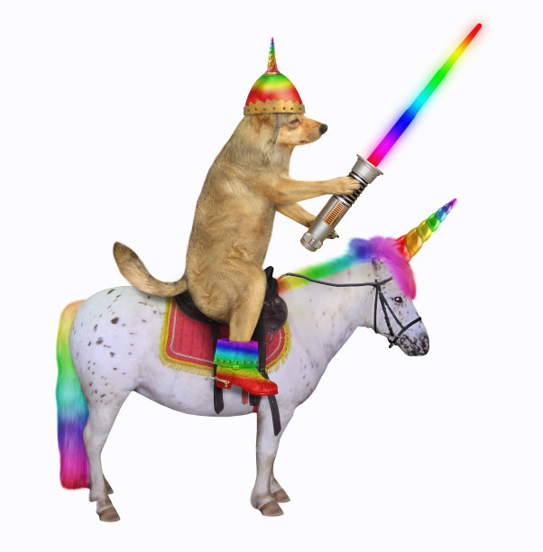 狗外星人骑着独角兽图片下载