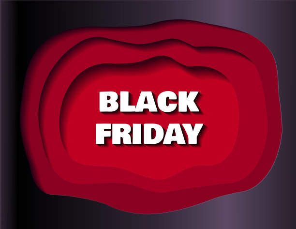 剪纸风格的黑色星期五促销标语，用于商店和社交媒体。社交媒体纸分层模板。黑色和红色的纸。矢量插图。图片下载