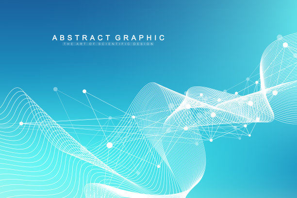 大数据可视化。几何抽象背景视觉信息的复杂性。未来的信息图表设计。具有线、点、波等相关技术背景。矢量插图。图片下载