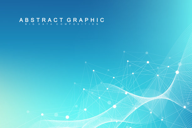 几何抽象背景与连接的线和点。为你的演示提供网络和连接背景。平面多边形的背景。波流。科学的矢量图。图片下载