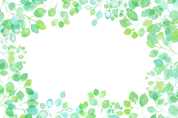 清新的绿叶在阳光下洒落，水彩插图图片下载