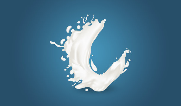 现实的牛奶飞溅与下降插图在浅蓝色的背景图片下载