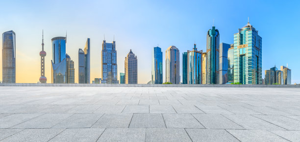 上海城市建筑景观与地面广场图片下载