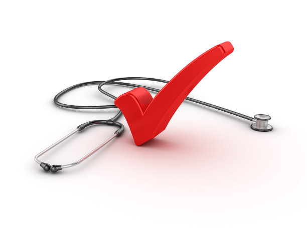 带有检查标记的听诊器- 3D渲染图片下载