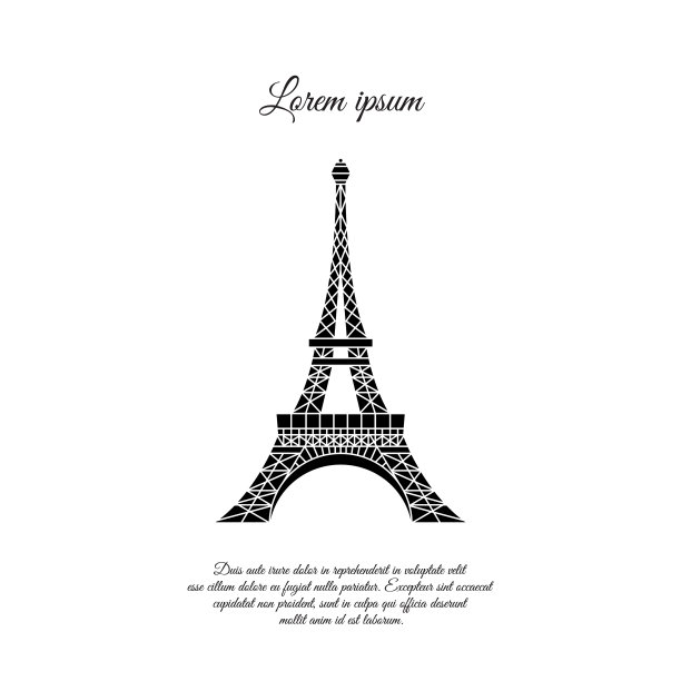 巴黎埃菲尔铁塔矢量图标，标志，象征图片下载