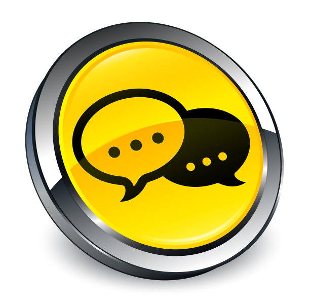 说话气泡图标3d黄色圆形按钮图片下载