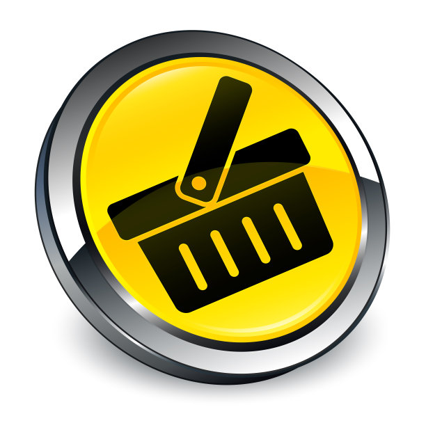 购物车图标3d黄色圆形按钮图片下载