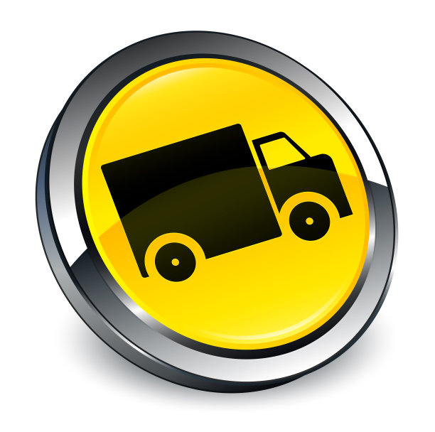货车图标3d黄色圆形按钮图片下载