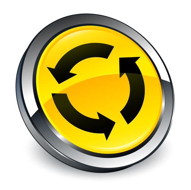 刷新图标3d黄色圆形按钮图片下载