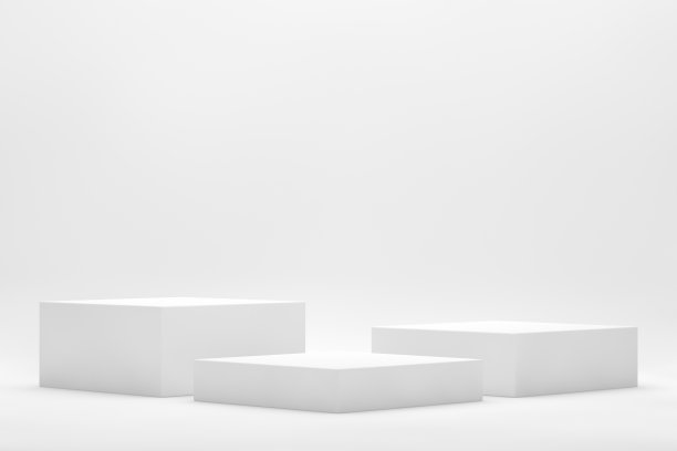 3D空白色产品站，平台，讲台上的白色背景图片下载
