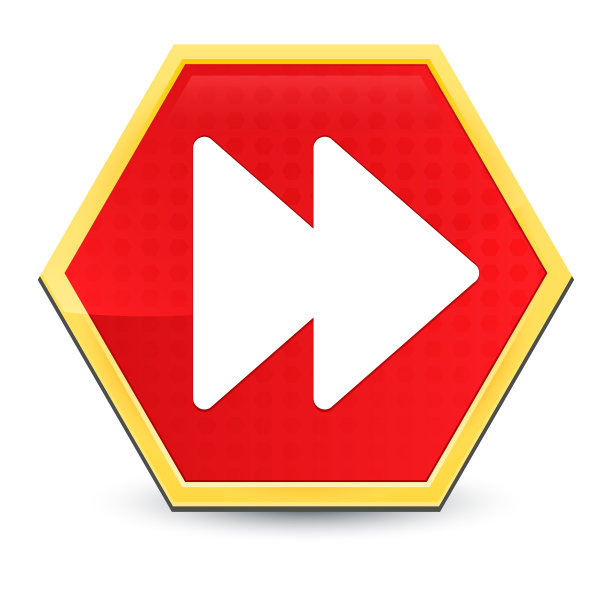 跳跃式图标抽象红色六角形按钮亮黄色边框设计优雅图片下载