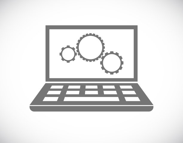 带齿轮图标的笔记本电脑图片下载