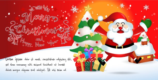 圣诞快乐。可爱的圣诞老人卡通为圣诞节和新年的背景。矢量插图。图片下载