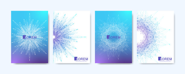 现代矢量模板的小册子，传单，传单，封面，横幅，目录，杂志，或年度报告A4大小。未来科学技术设计。与曼荼罗表示。行神经丛图片下载