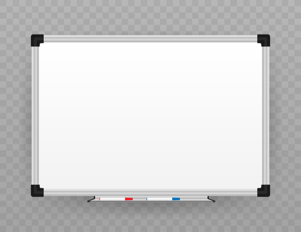 现实的办公室白板上。空白板与记号笔。矢量插图。图片下载