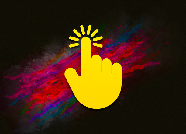 手光标点击图标彩色画抽象背景笔刷笔画插图设计图片下载