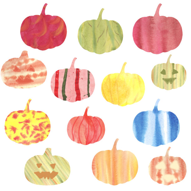一套多色的南瓜剪影的节日万圣节。图片下载