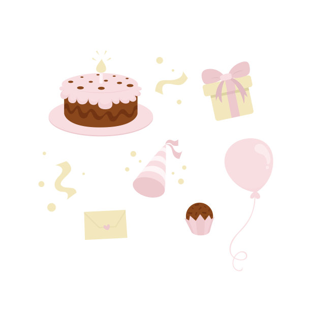 可爱的矢量插图生日集图片下载