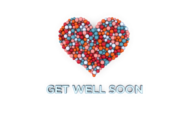 彩色贺卡-早日康复-短语图片下载