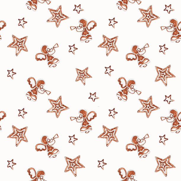 圣诞姜饼饼干糖果糖果棒棒糖水彩手绘艺术复古无缝图案图片下载