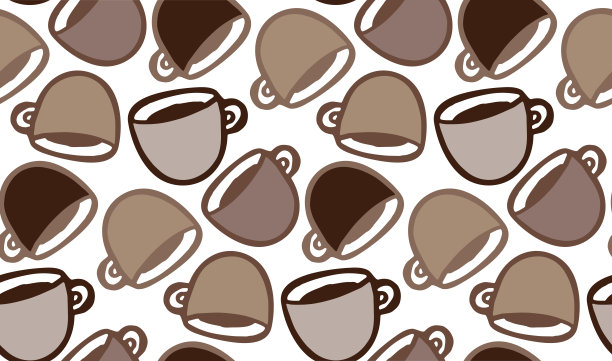 咖啡杯手绘图案背景墙纸。咖啡的艺术图片下载