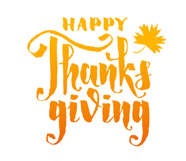 感恩节快乐。手写字母孤立在白色背景图片下载